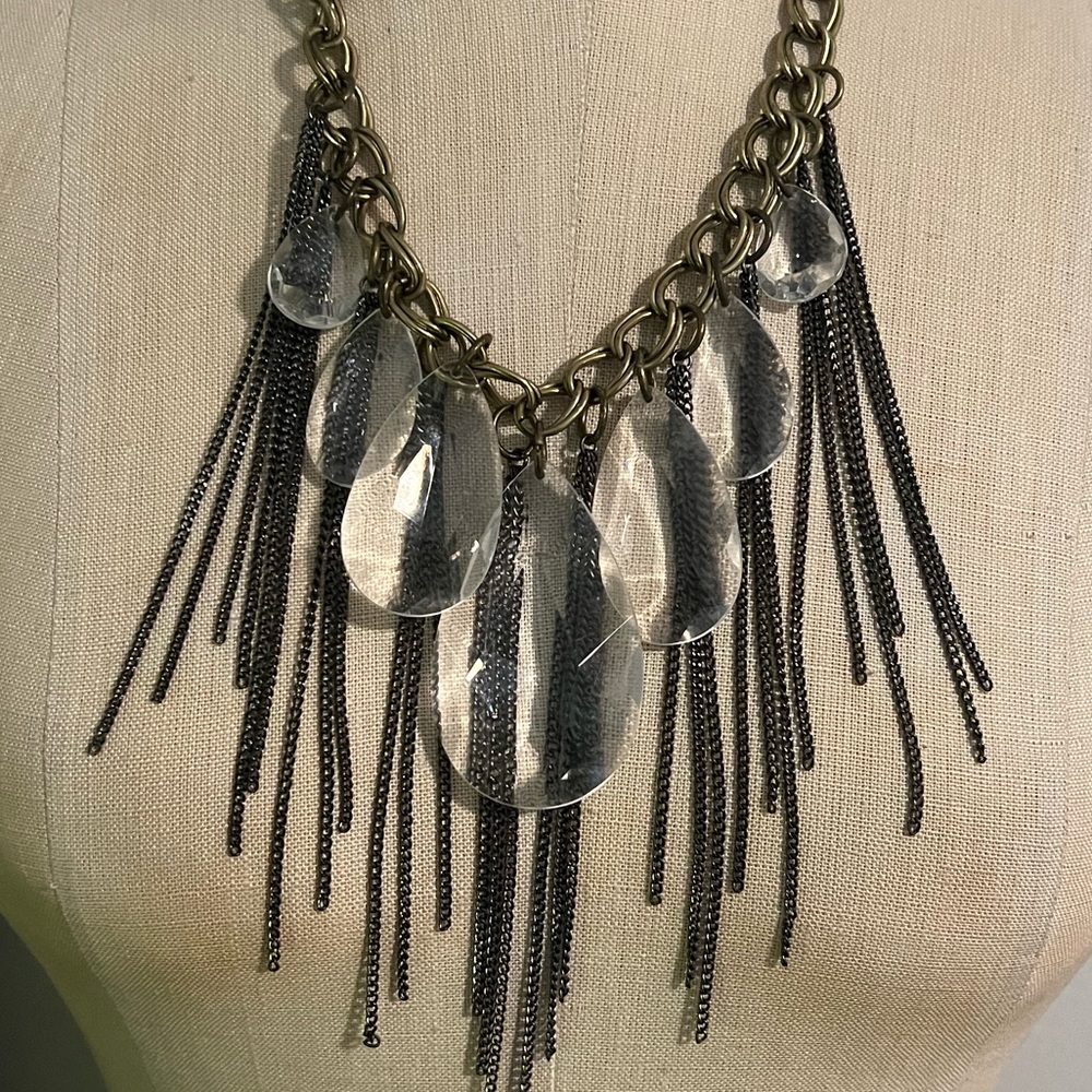 Joan Rivers Chain Fringe Faux Quartz Crystal Statement Necklace